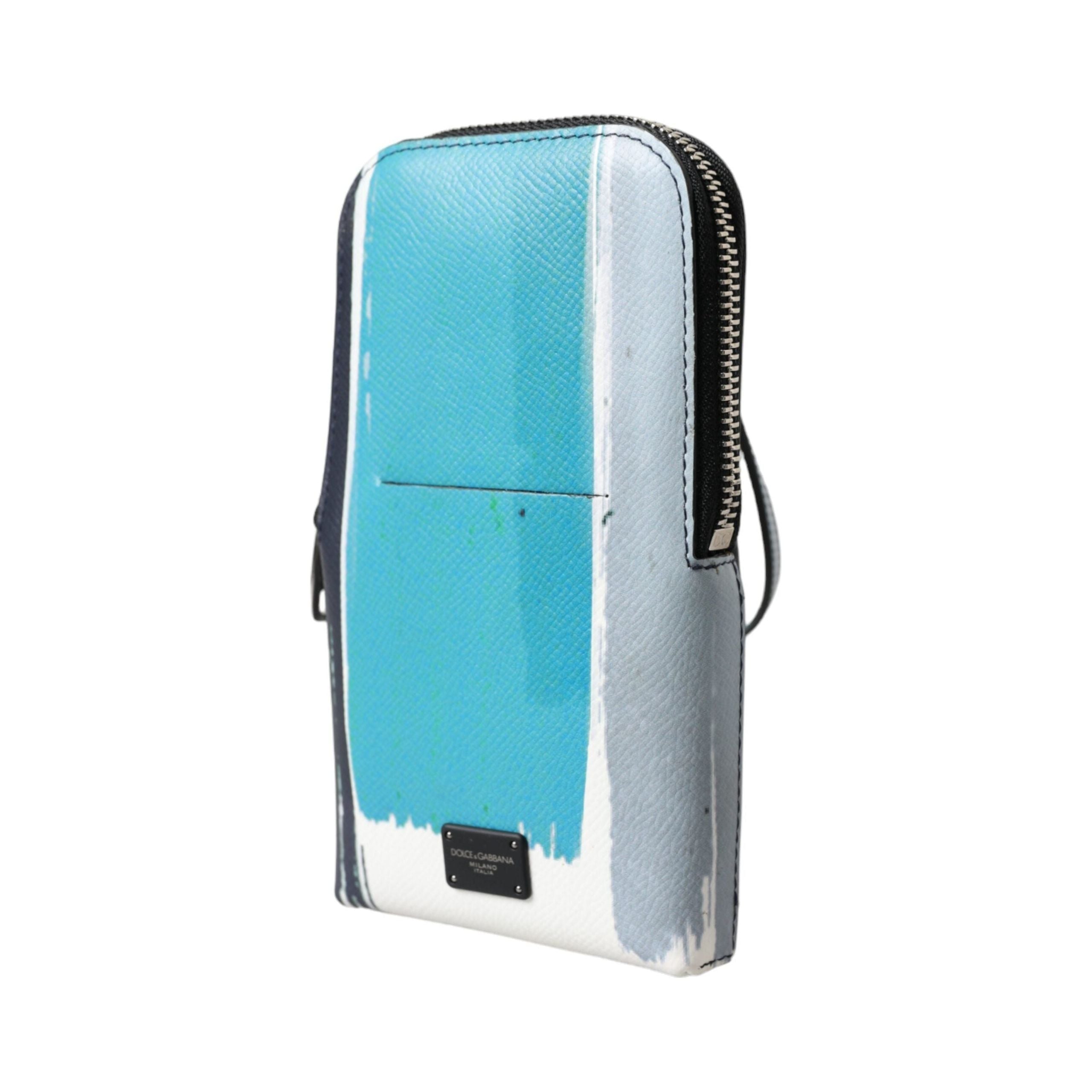 Luxour, Dolce & Gabbana Multicolor Leather DG Logo Silver Zip Card Holder Wallet, 