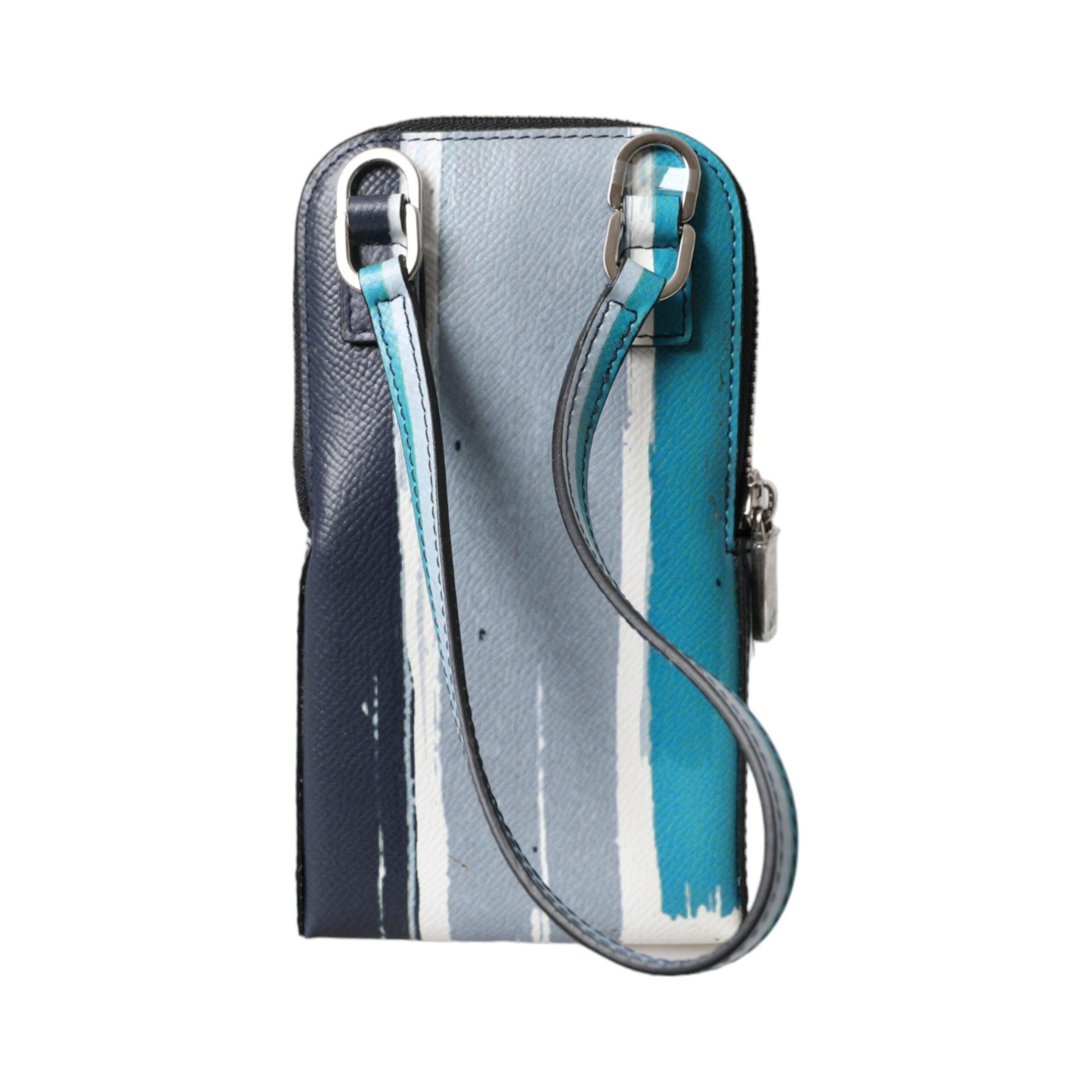 Luxour, Dolce & Gabbana Multicolor Leather DG Logo Silver Zip Card Holder Wallet, 