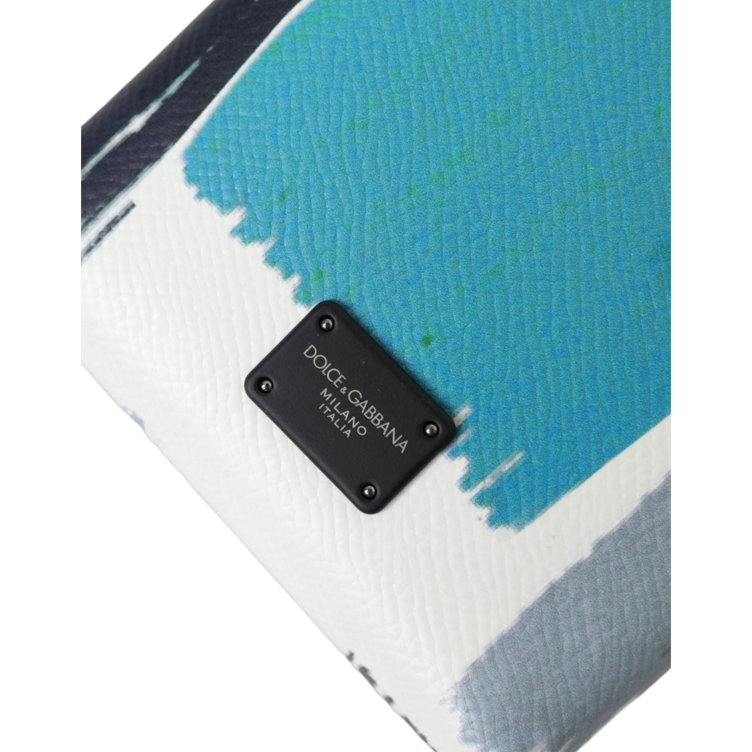 Luxour, Dolce & Gabbana Multicolor Leather DG Logo Silver Zip Card Holder Wallet, 