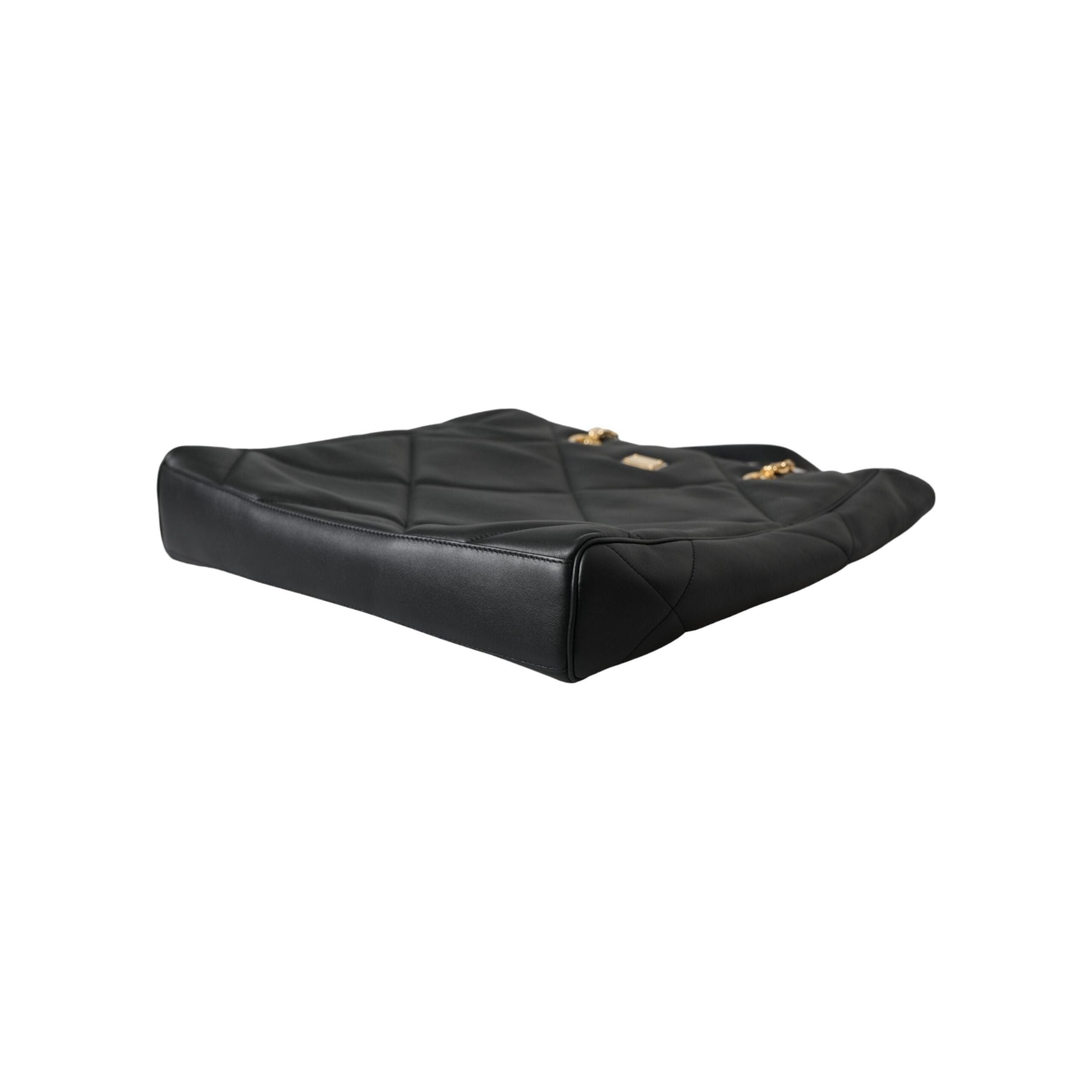 Luxour, Dolce & Gabbana Black Leather JUNGLE Quilted Shopping Tote Bag, 