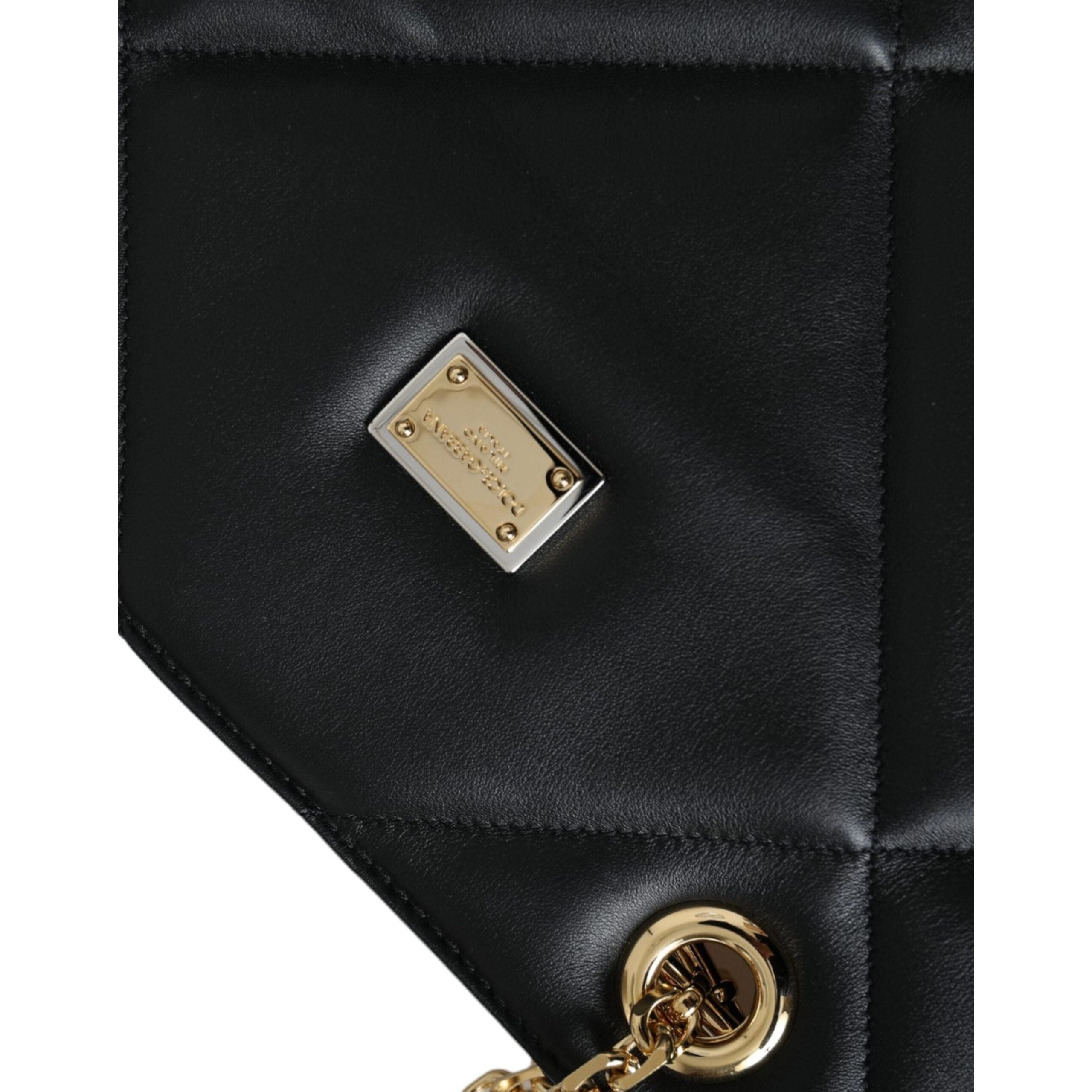 Luxour, Dolce & Gabbana Black Leather JUNGLE Quilted Shopping Tote Bag, 