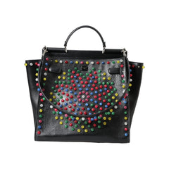 Luxour, Dolce & Gabbana Black SICILY Leather LED Top Handle Shoulder Bag, 