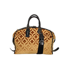 Luxour, Dolce & Gabbana Beige Velvet Top Handle Shoulder Duffle Women Bag, 