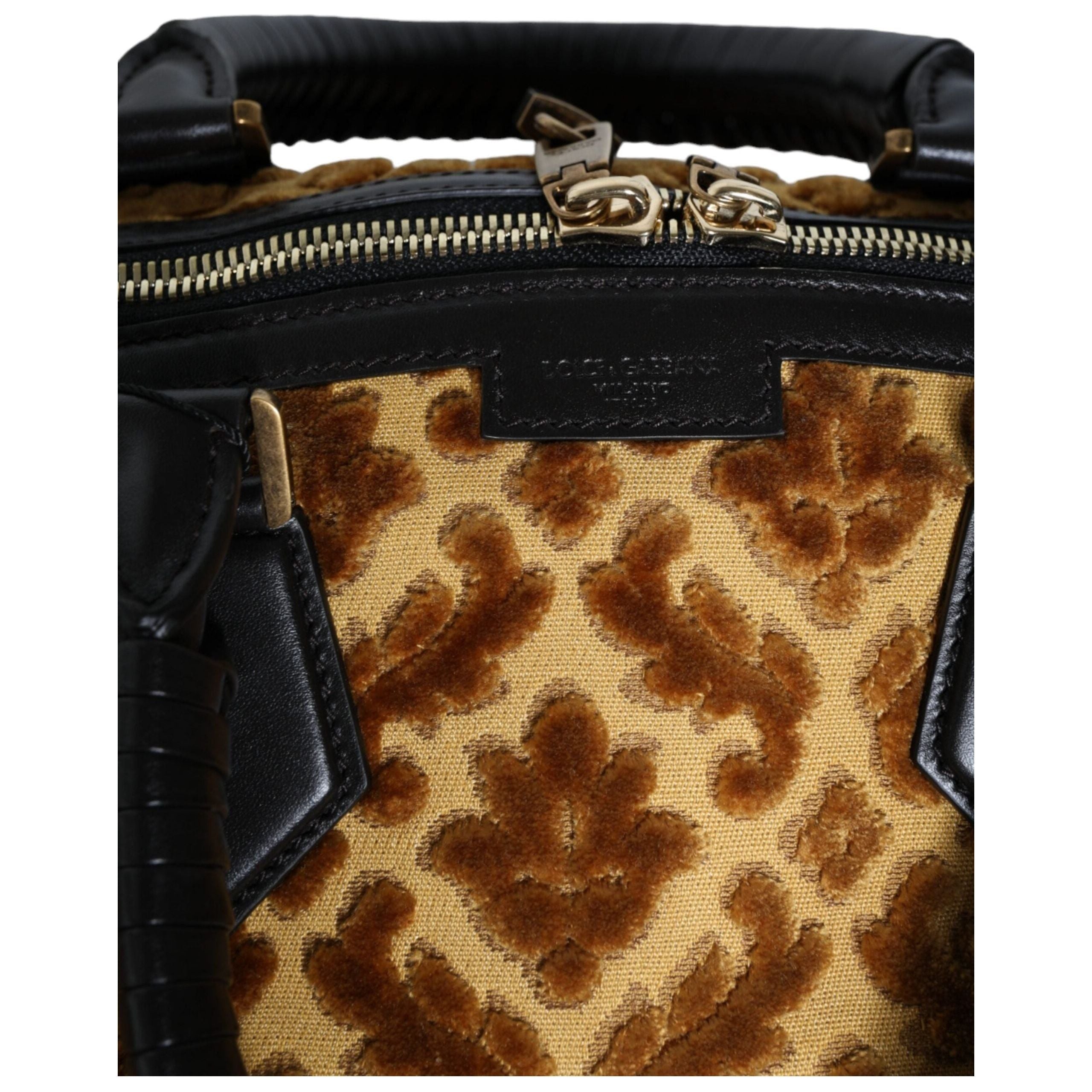 Luxour, Dolce & Gabbana Beige Velvet Top Handle Shoulder Duffle Women Bag, 