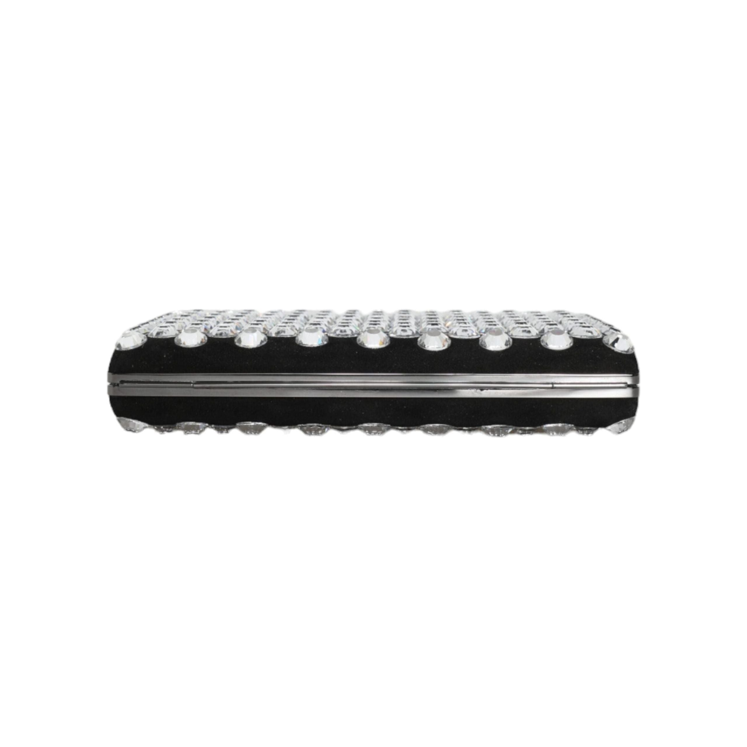 Luxour, Dolce & Gabbana Black Velvet Crystal Clutch Evening Party Purse Bag, 