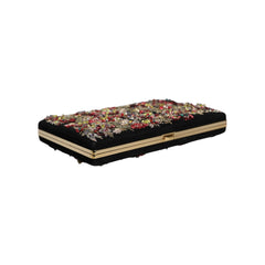 Luxour, Dolce & Gabbana Multicolor Floral Gold Frame Clutch Evening Purse Bag, 