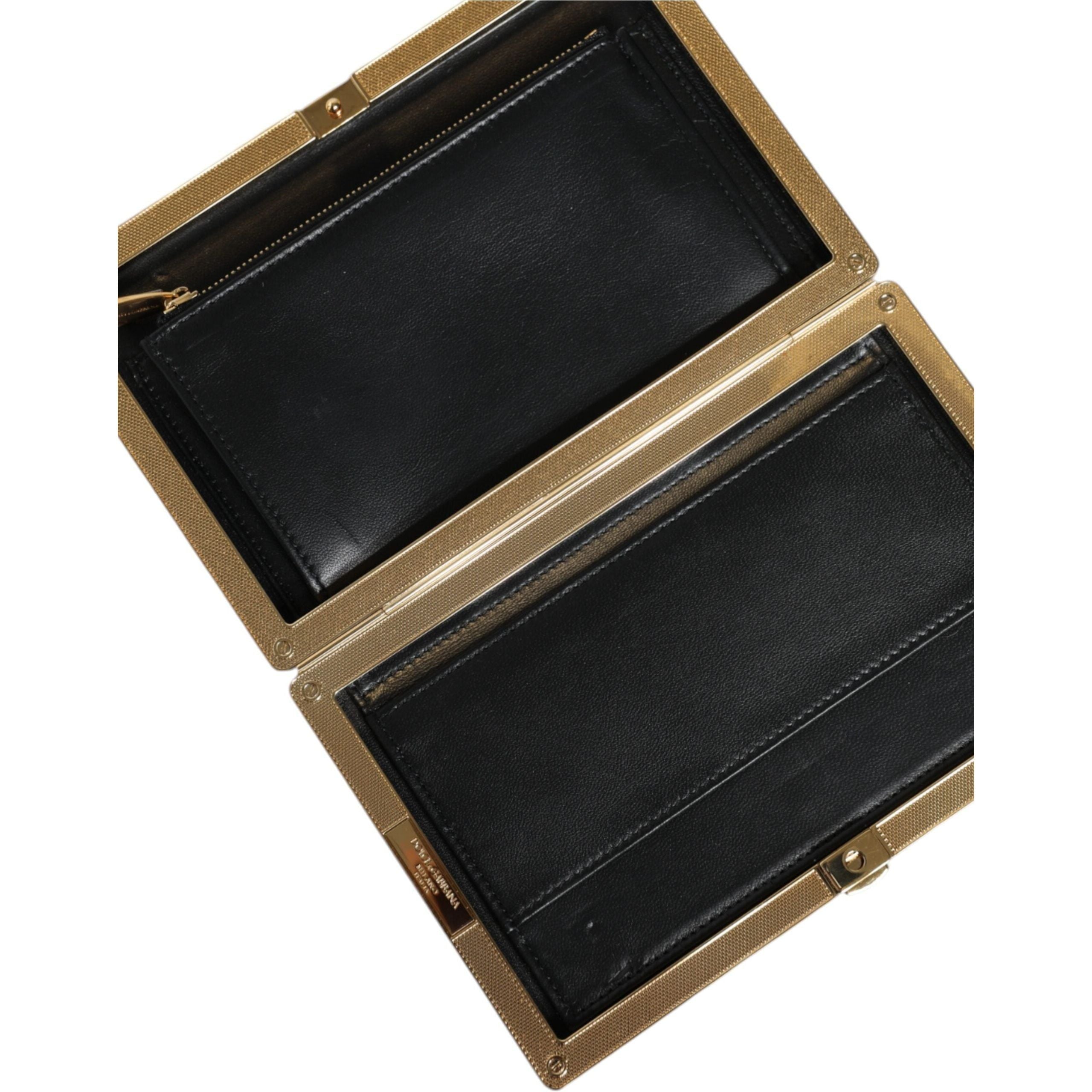 Luxour, Dolce & Gabbana Multicolor Floral Gold Frame Clutch Evening Purse Bag, 