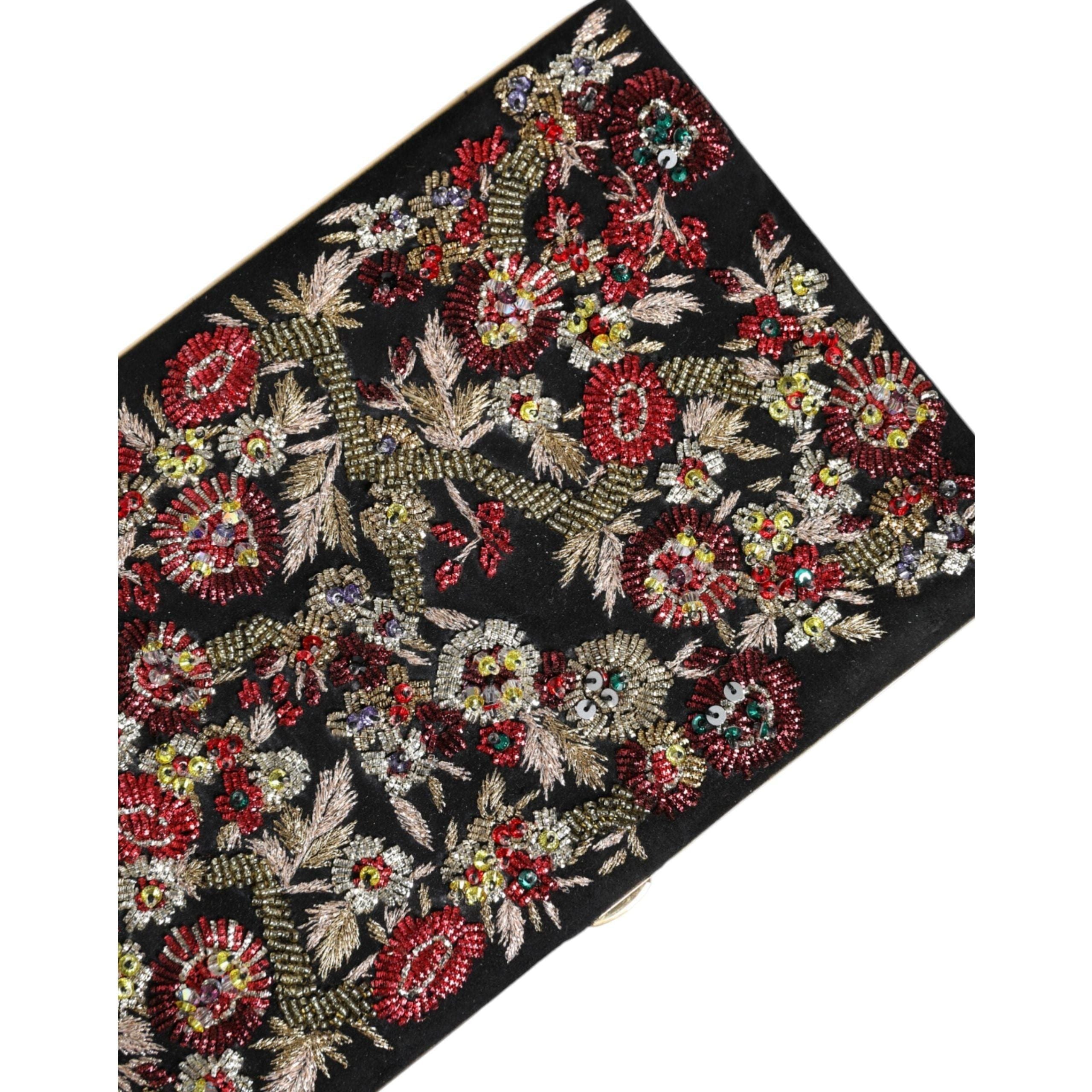 Luxour, Dolce & Gabbana Multicolor Floral Gold Frame Clutch Evening Purse Bag, 