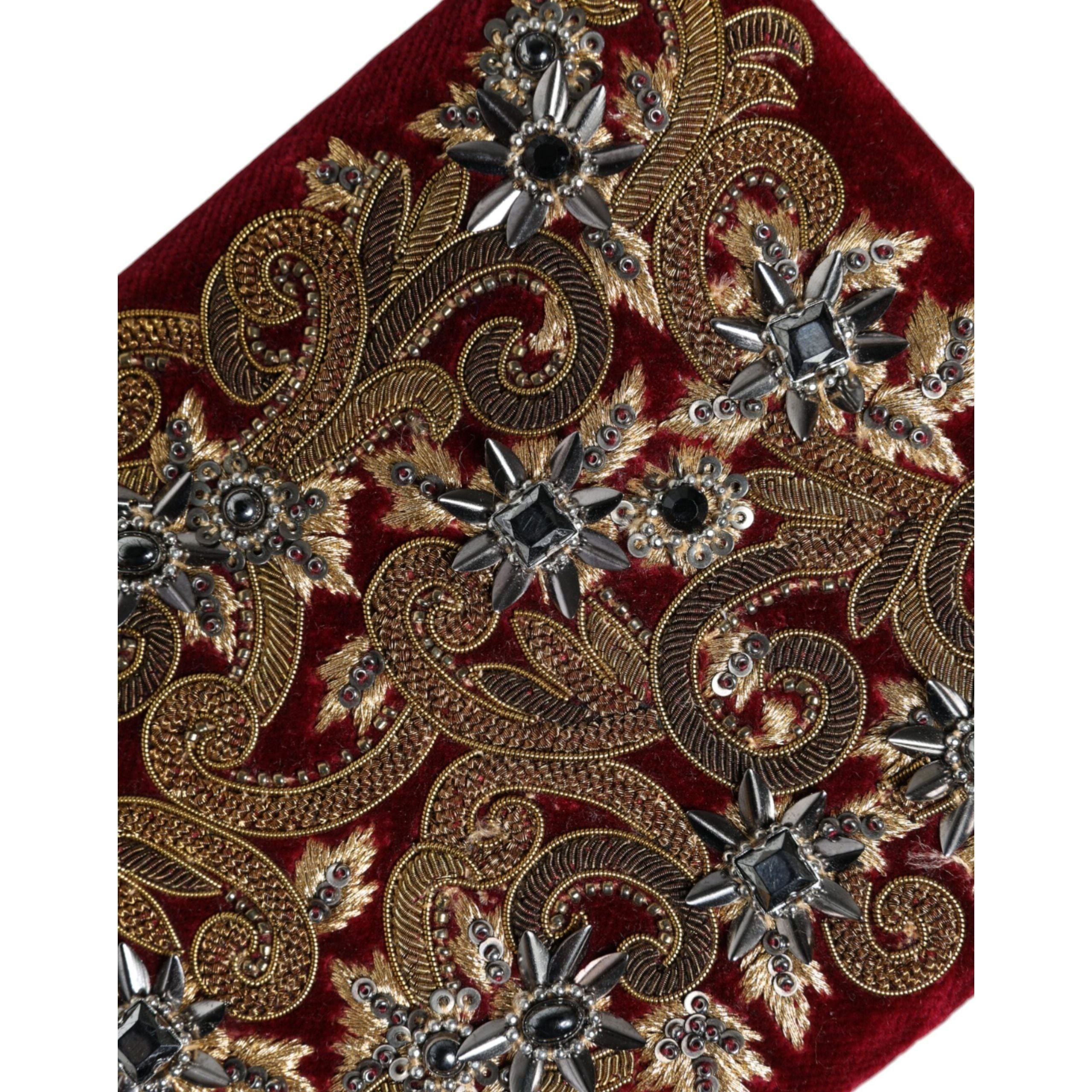Luxour, Dolce & Gabbana Red Velvet Gold Frame Clutch Evening Party Purse Bag, 