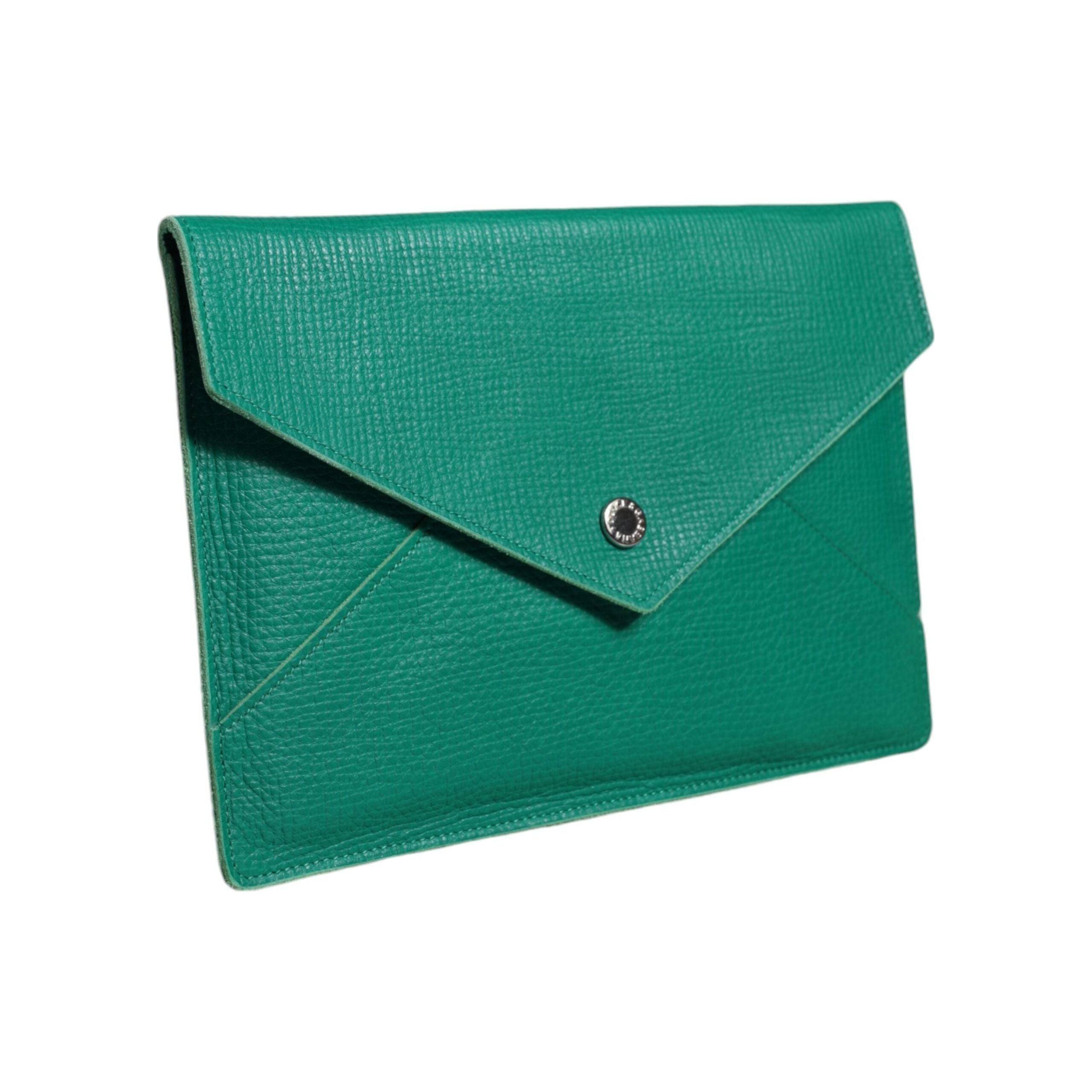 Luxour, Dolce & Gabbana Green Leather Handbag Clutch Mini Purse Pouch Tablet Case, 
