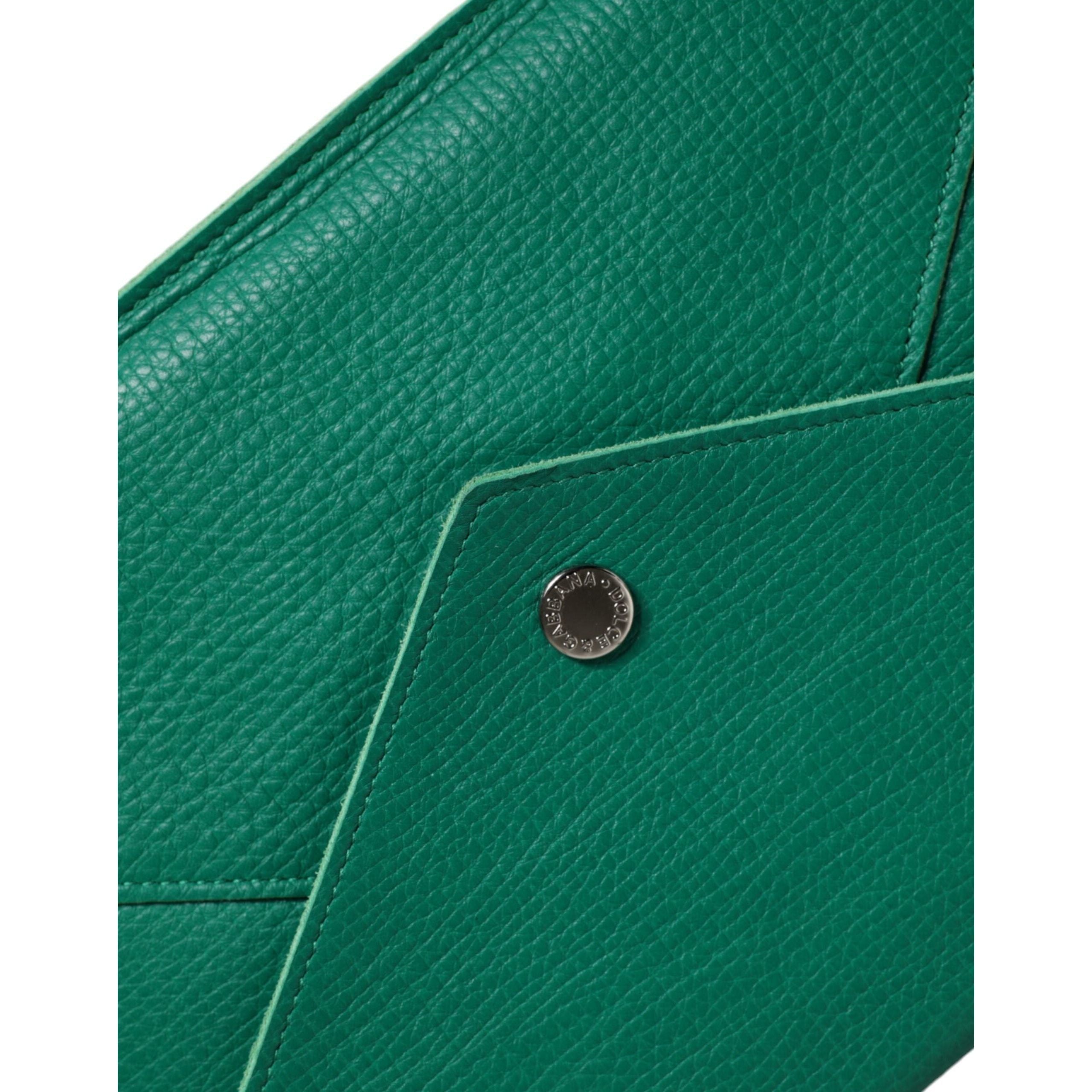 Luxour, Dolce & Gabbana Green Leather Handbag Clutch Mini Purse Pouch Tablet Case, 