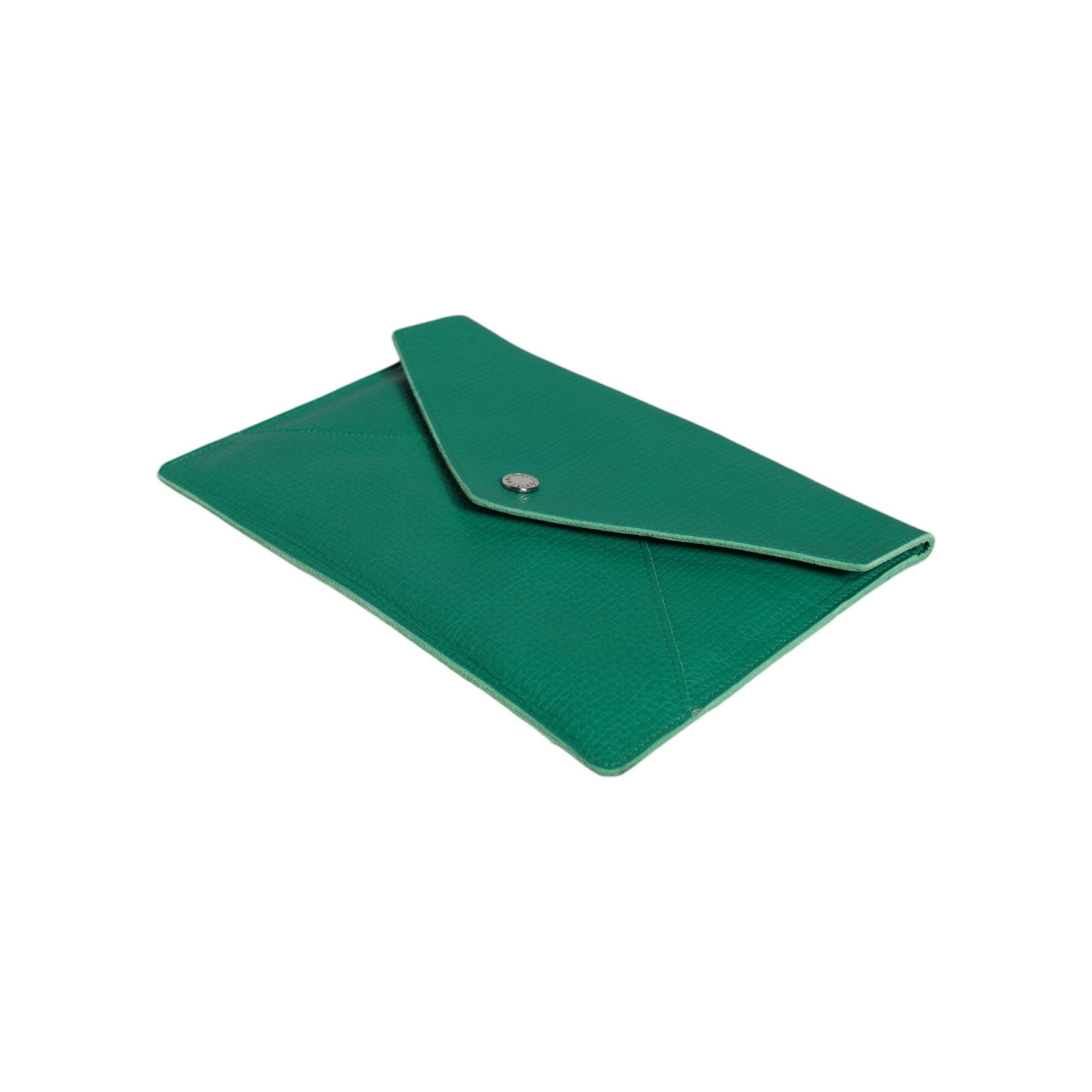 Luxour, Dolce & Gabbana Green Leather Handbag Clutch Mini Purse Pouch Tablet Case, 