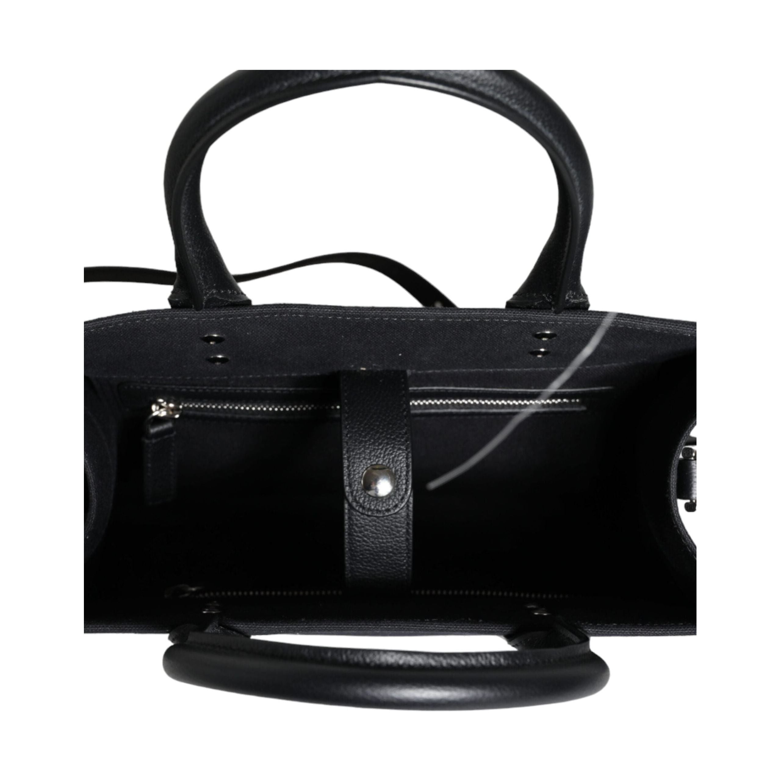 Luxour, Versace Black Top Handle Canvas Leather Logo Crossbody Tote Bag, 