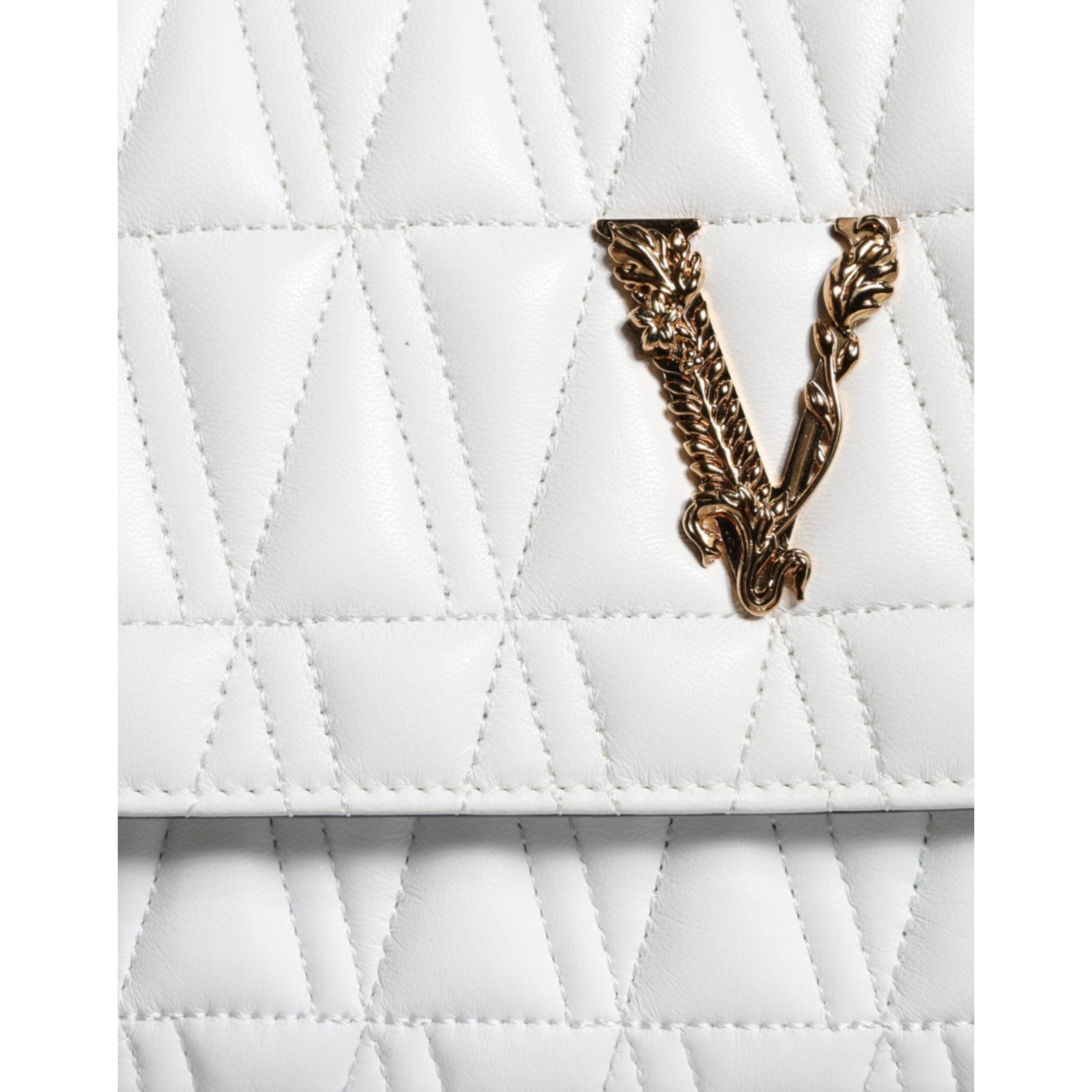 Luxour, Versace White Mini Nappa Leather Crossbody Shoulder Bag, 