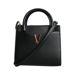 Luxour, Versace Black Small Leather TopHandle Shoulder Crossbody Bag, 