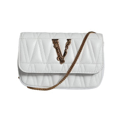 Luxour, Versace White Quilted Nappa Leather Crossbody Shoulder Bag, 