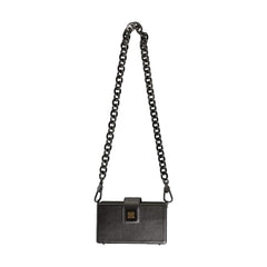 Luxour, Dolce & Gabbana Metallic Gray DG BOX Leather Shoulder Chain Strap Bag, 