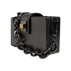 Luxour, Dolce & Gabbana Metallic Gray DG BOX Leather Shoulder Chain Strap Bag, 