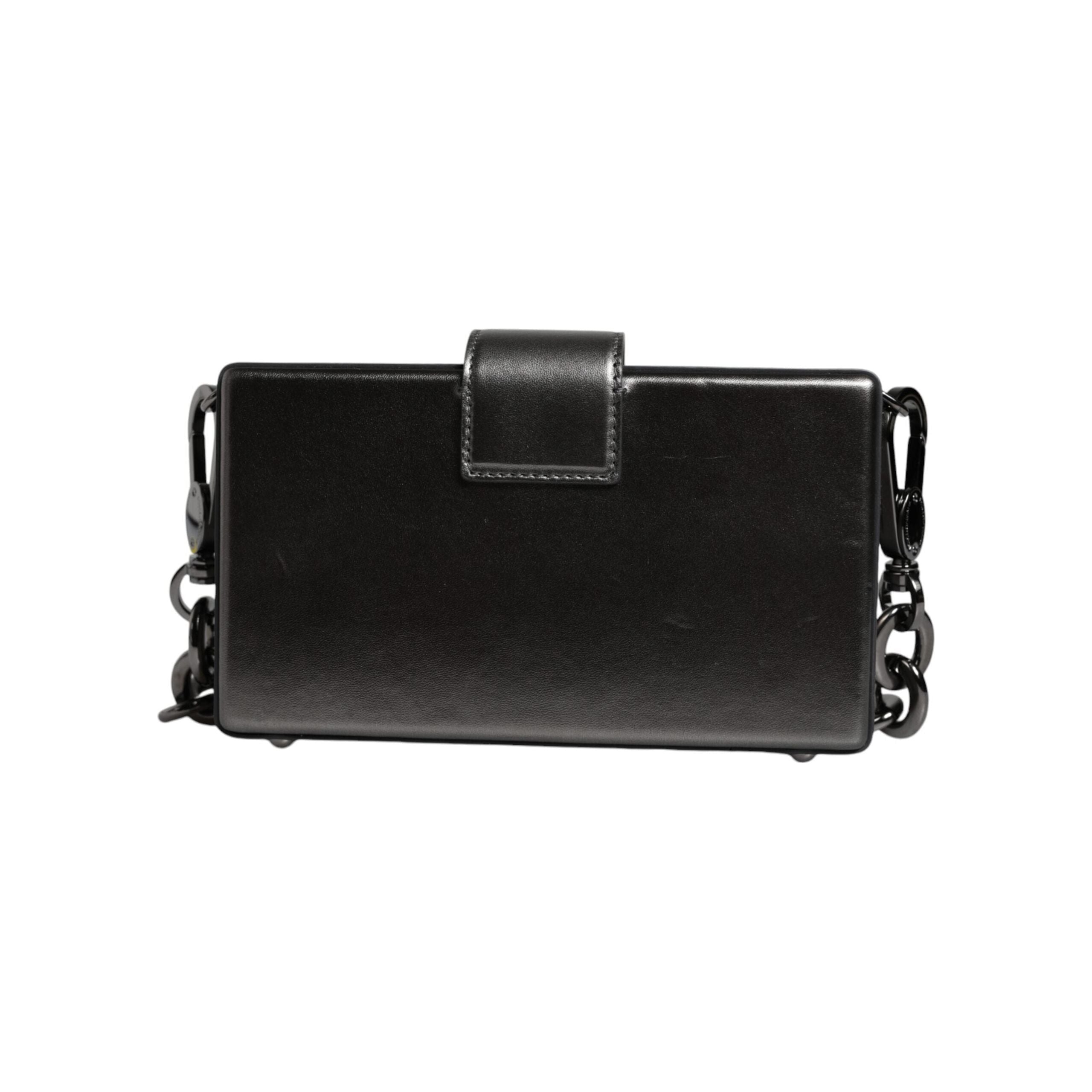 Luxour, Dolce & Gabbana Metallic Gray DG BOX Leather Shoulder Chain Strap Bag, 