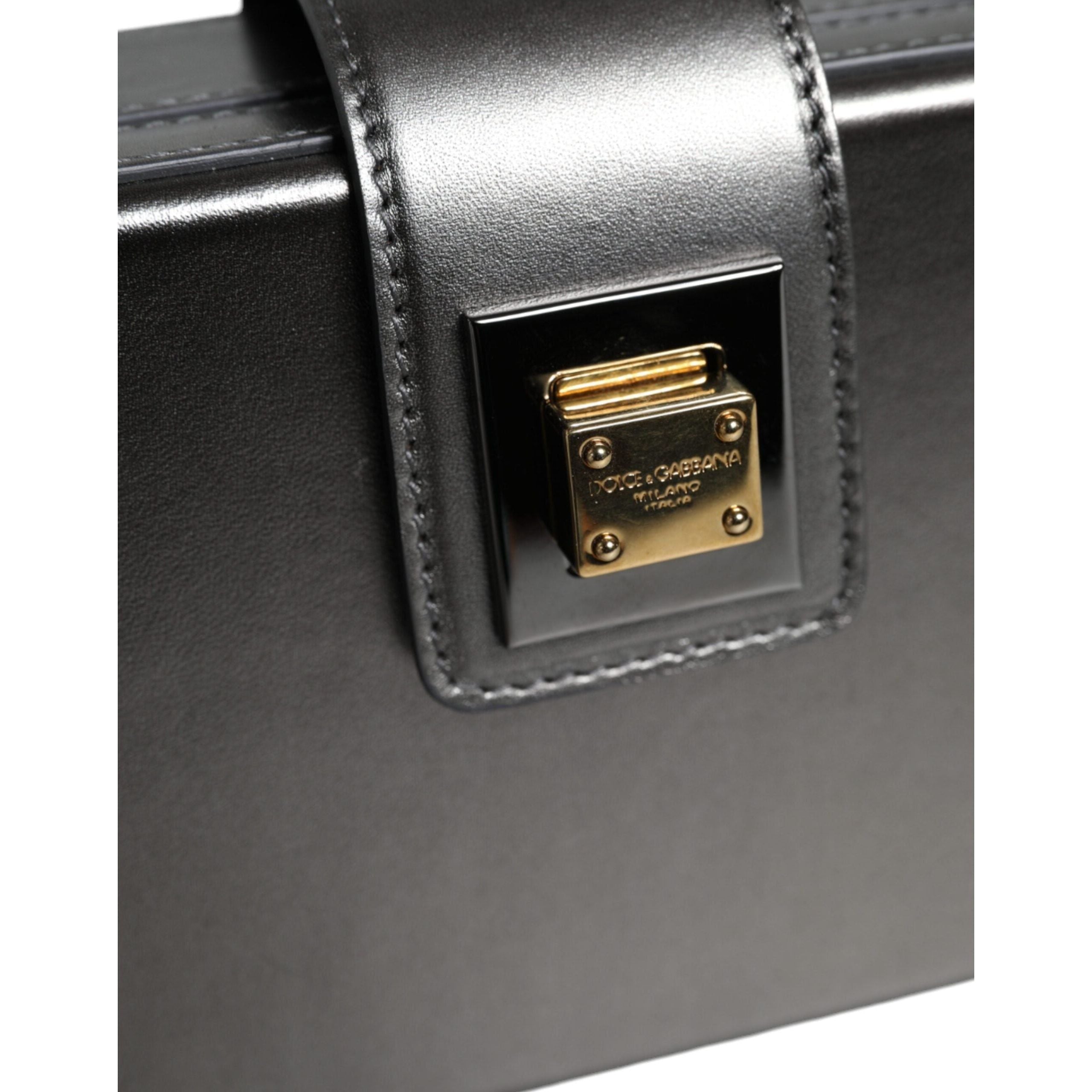 Luxour, Dolce & Gabbana Metallic Gray DG BOX Leather Shoulder Chain Strap Bag, 