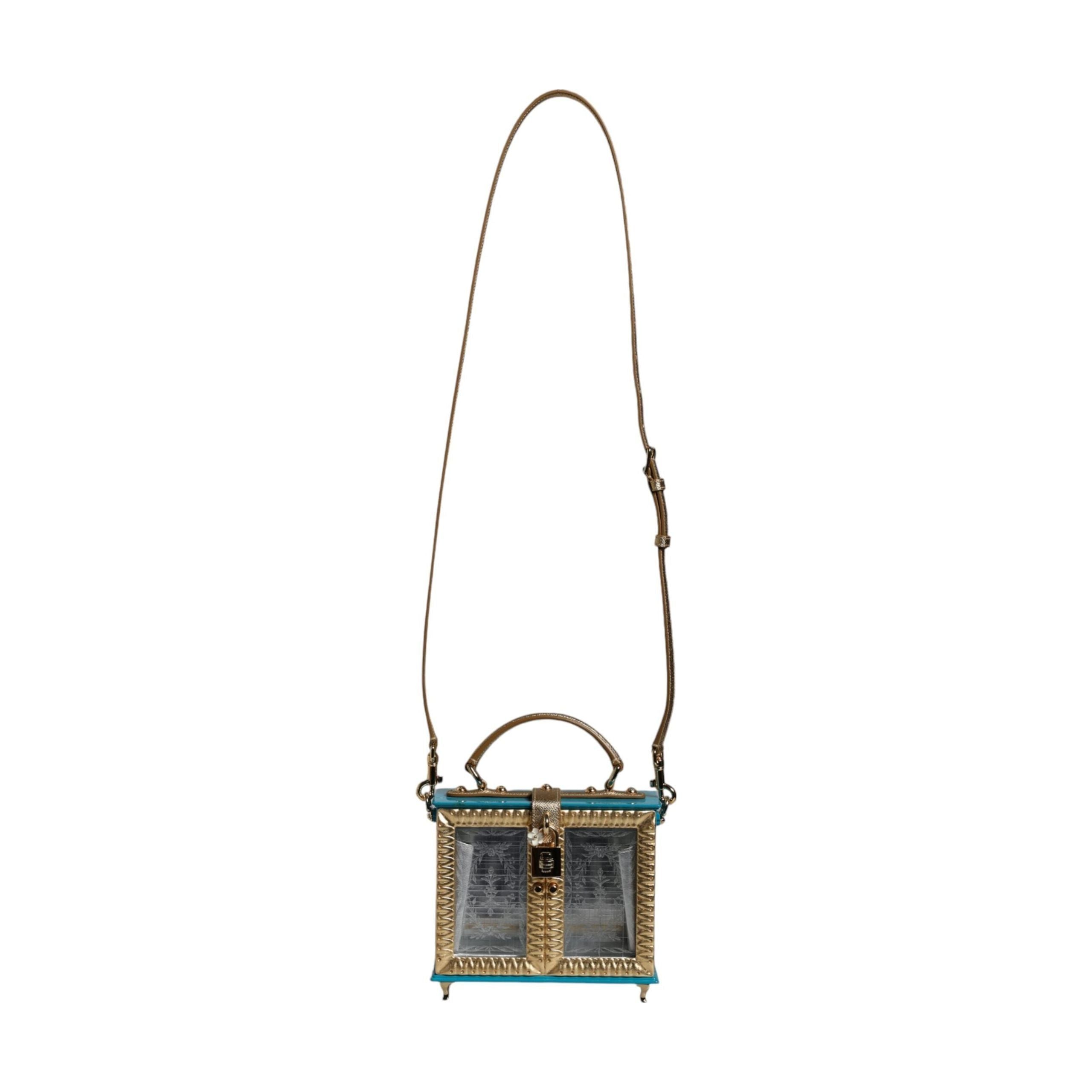 Luxour, Dolce & Gabbana Multicolor Wood Leather Clutch Shoulder Bag, 
