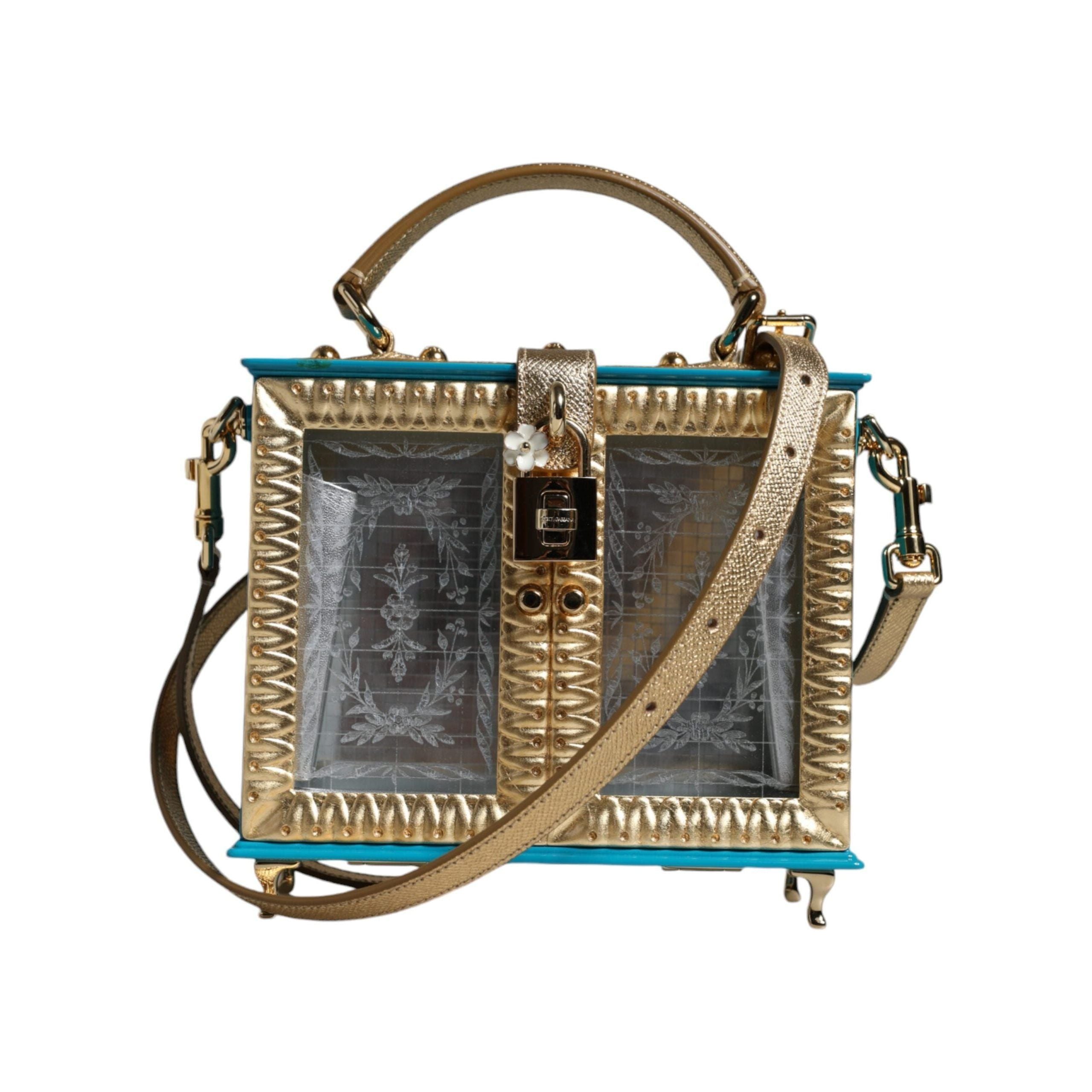 Luxour, Dolce & Gabbana Multicolor Wood Leather Clutch Shoulder Bag, 