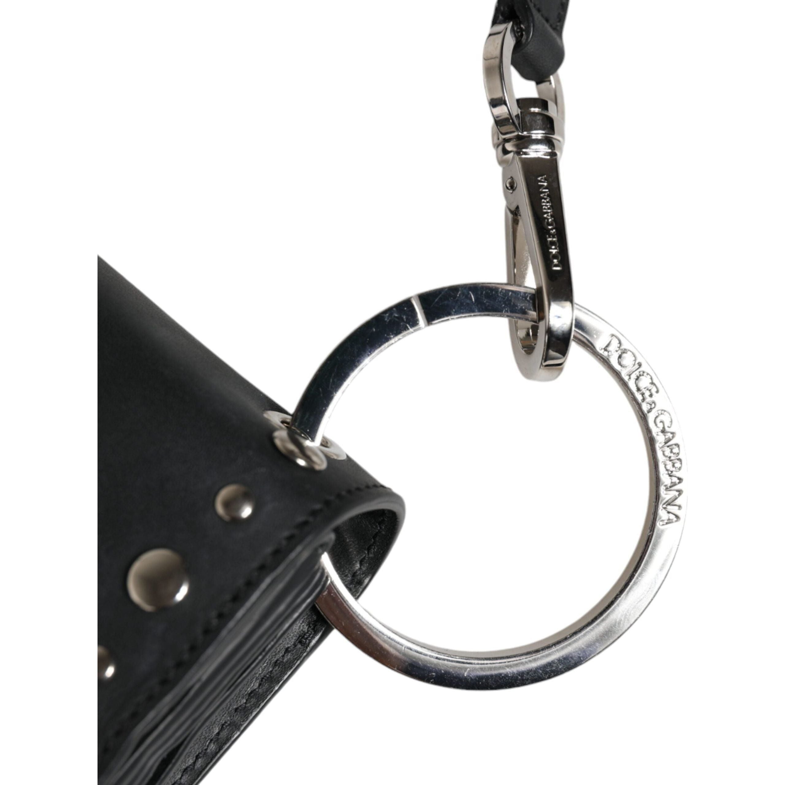 Luxour, Dolce & Gabbana Black Small Leather Studded Shoulder Crossbody Bag, 