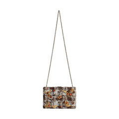 Luxour, Dolce & Gabbana Multicolor Tweed Floral Clutch Crossbody Bag, 