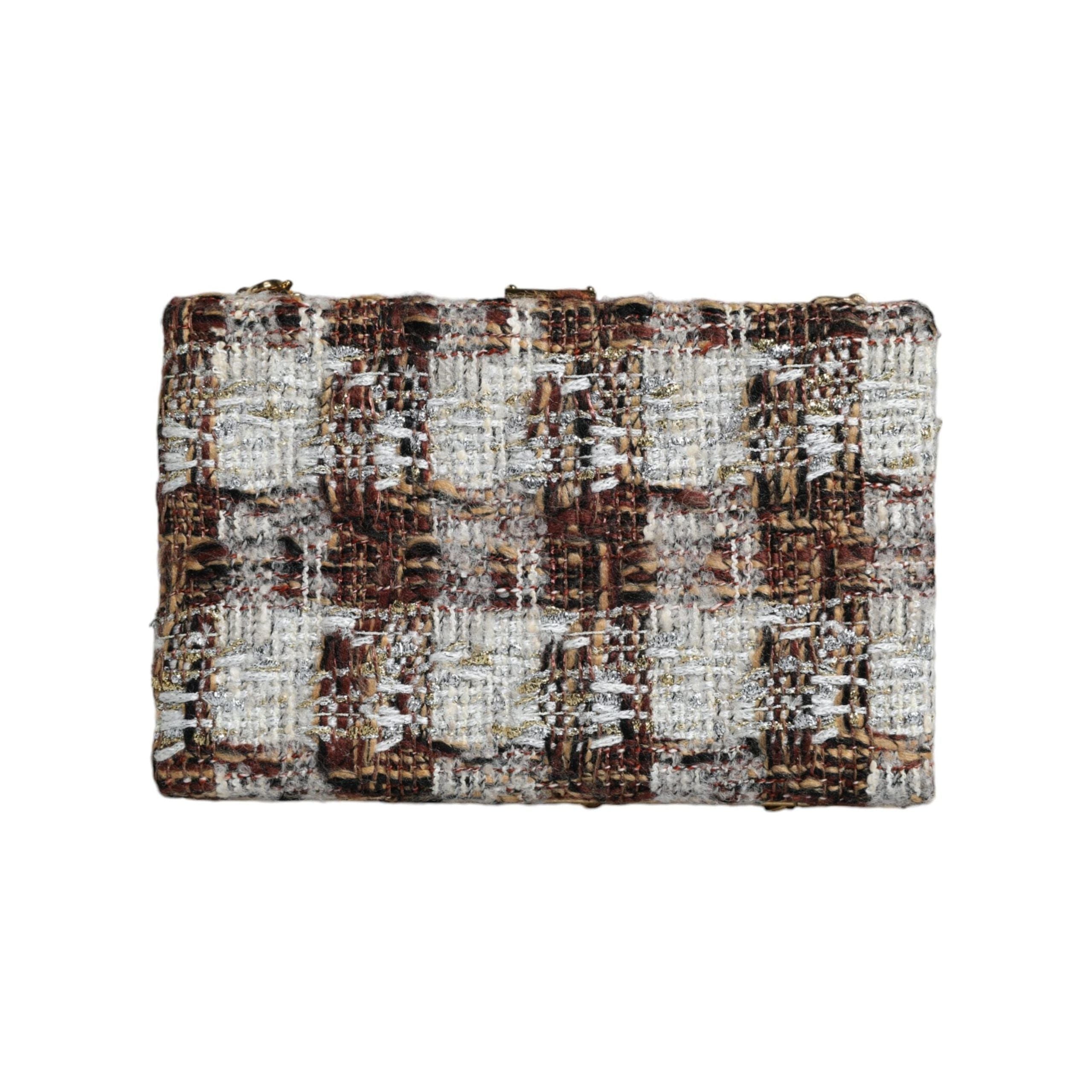 Luxour, Dolce & Gabbana Multicolor Tweed Floral Clutch Crossbody Bag, 