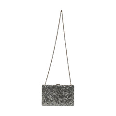 Luxour, Dolce & Gabbana Silver Sequined Clutch Evening Crossbody Bag, 