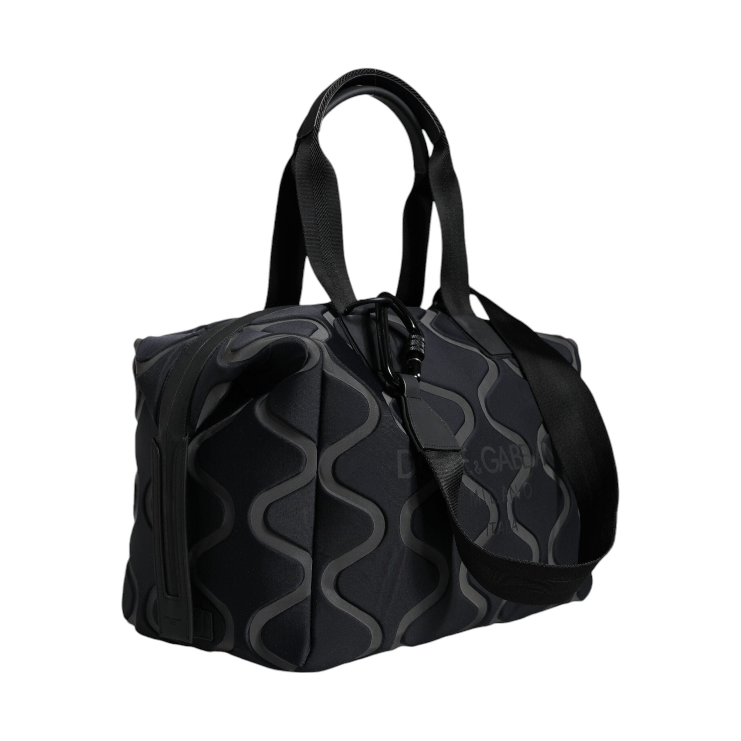 Luxour, Dolce & Gabbana Black Neoprene Logo Sport Gym Duffel Shoulder Bag, 