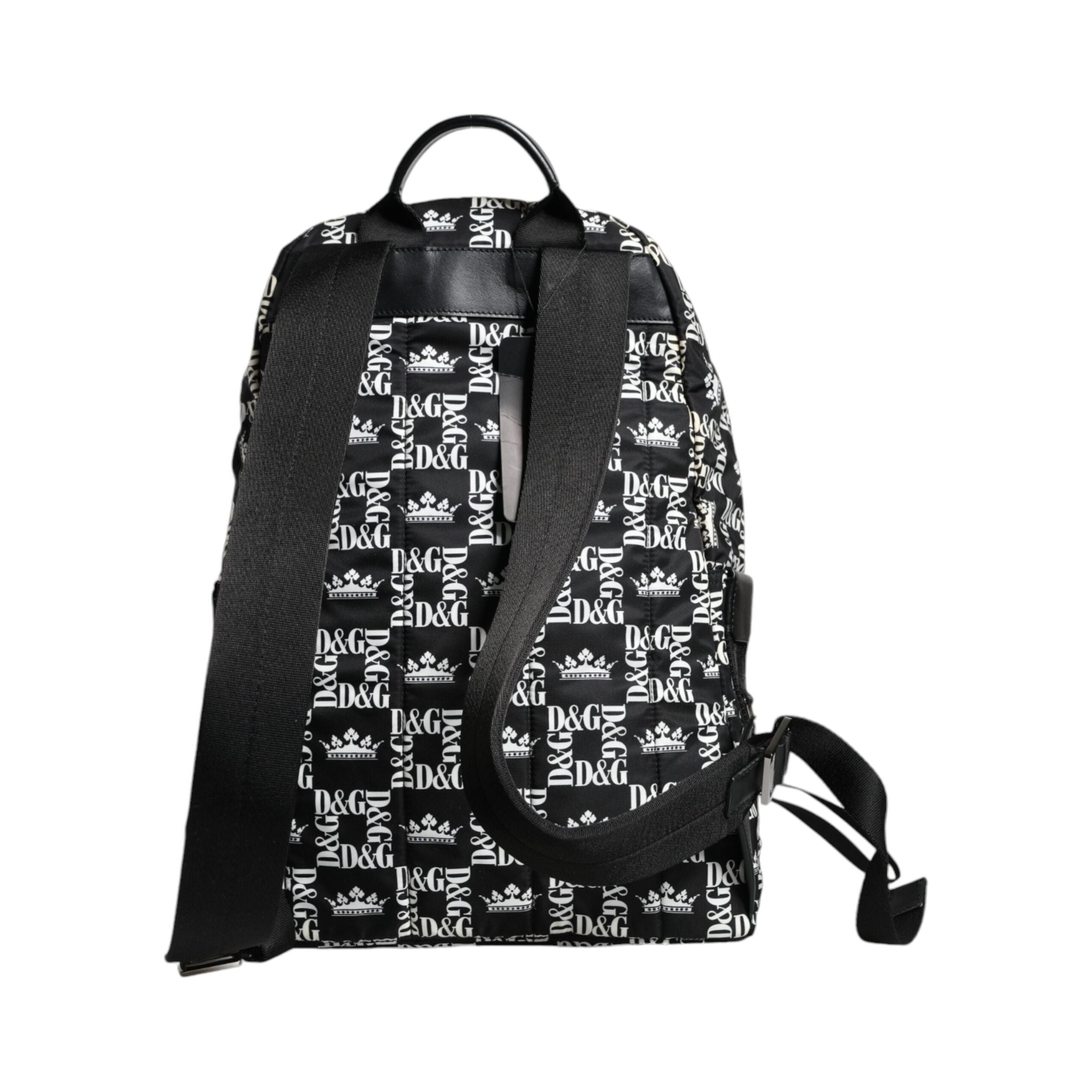 Luxour, Dolce & Gabbana Black White DG Crown Logo Nylon Backpack Bag, 