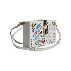 Luxour, Dolce & Gabbana White Graffiti Print Clutch Crossbody Bag, 