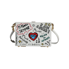 Luxour, Dolce & Gabbana White Graffiti Print Clutch Crossbody Bag, 