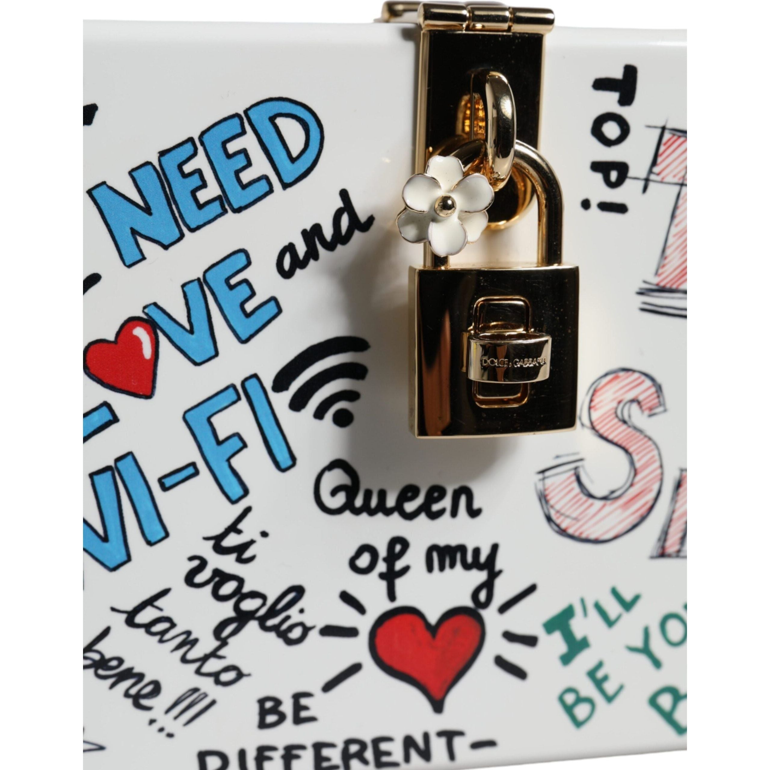 Luxour, Dolce & Gabbana White Graffiti Print Clutch Crossbody Bag, 