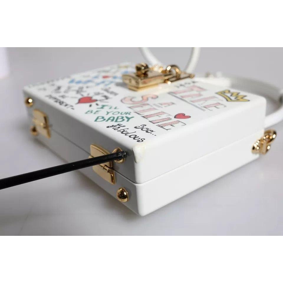 Luxour, Dolce & Gabbana White Graffiti Print Clutch Crossbody Bag, 