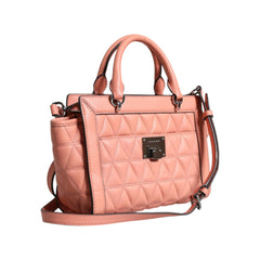 Luxour, Michael Kors Peach Quilted Leather Logo Crossbody VIVIANNE Messenger Bag, 