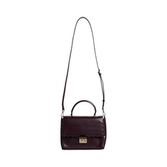 Luxour, Michael Kors Purple Leather Logo Plaque Crossbody MINDY Satchel Bag, 