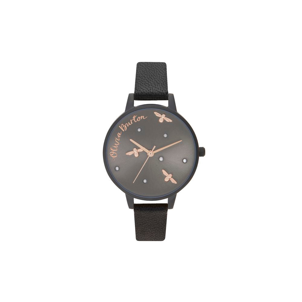 Luxour, Olivia Burton Black Leather Watch, 