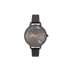 Luxour, Olivia Burton Black Leather Watch, 