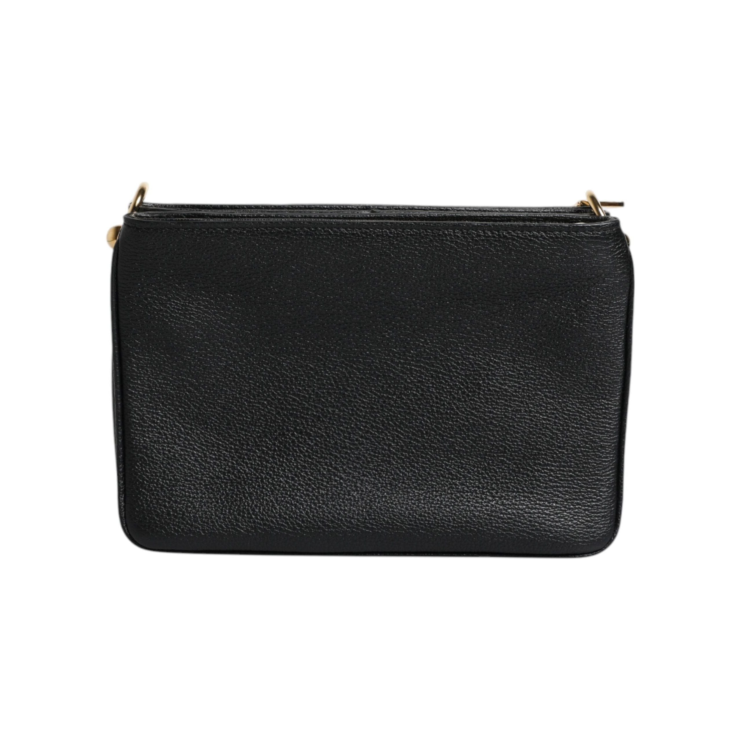Luxour, Dolce & Gabbana Black Grain Leather Logo Plaque Clutch Bag, 