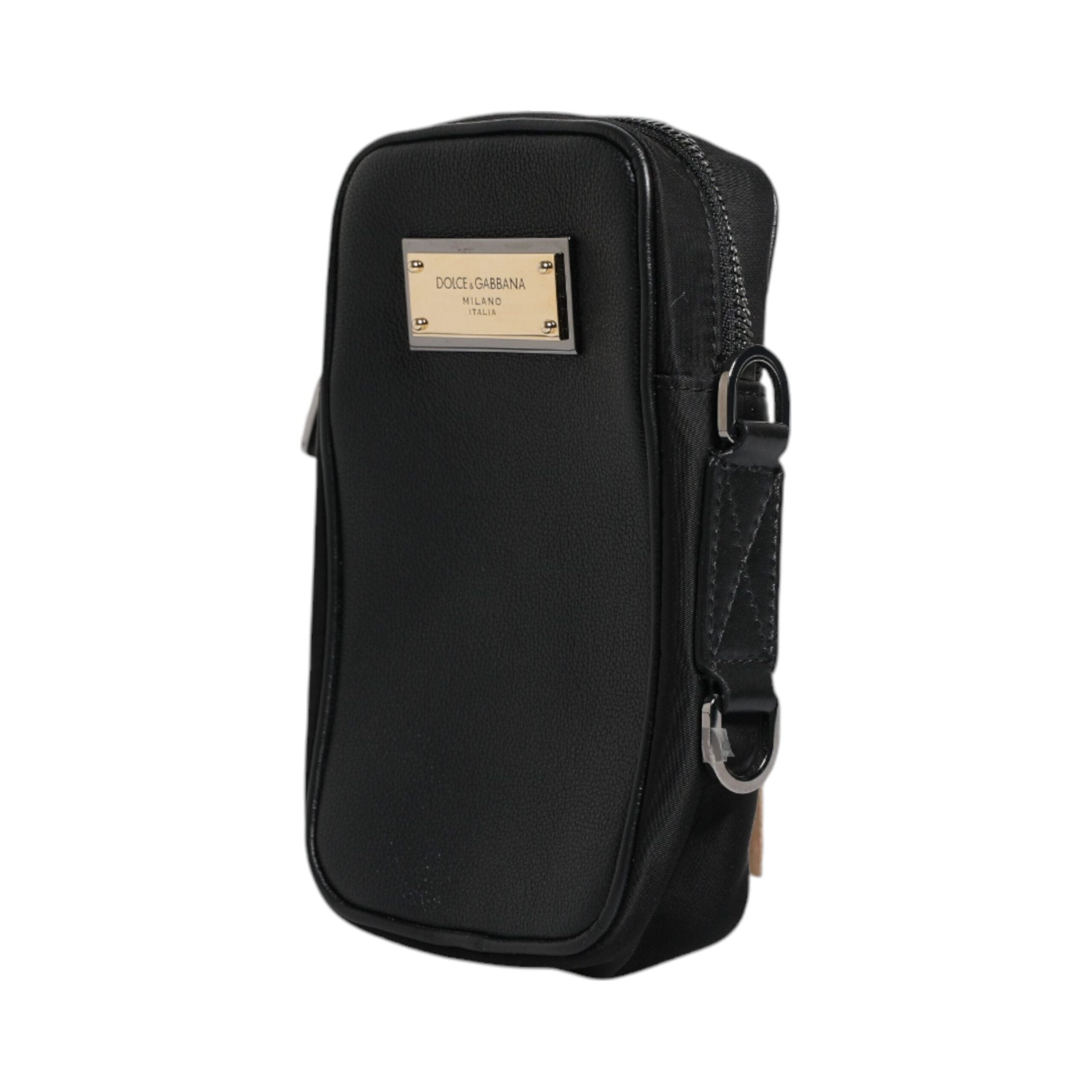Luxour, Dolce & Gabbana Black Grain Leather Logo Plaque Clutch Bag, 