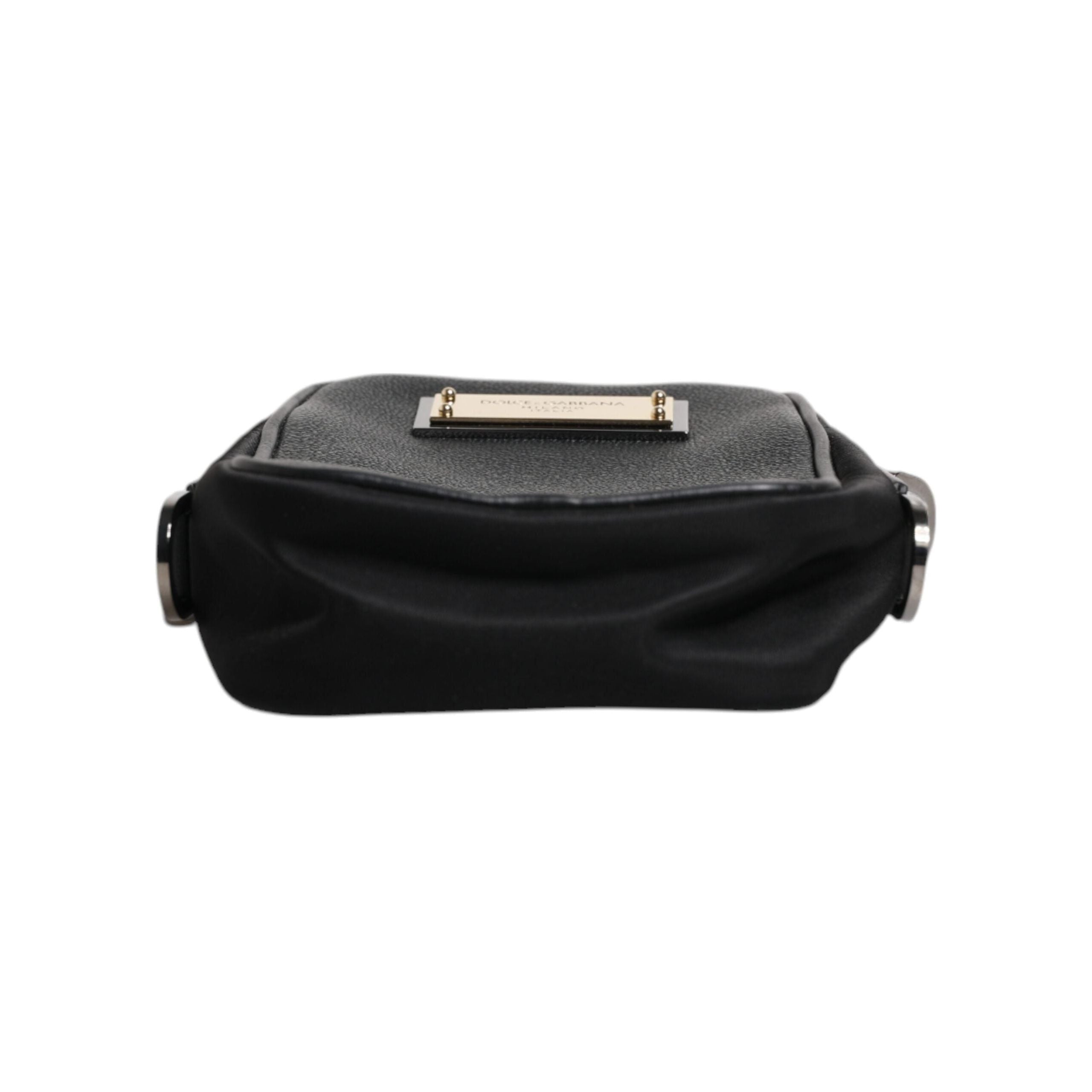 Luxour, Dolce & Gabbana Black Grain Leather Logo Plaque Clutch Bag, 