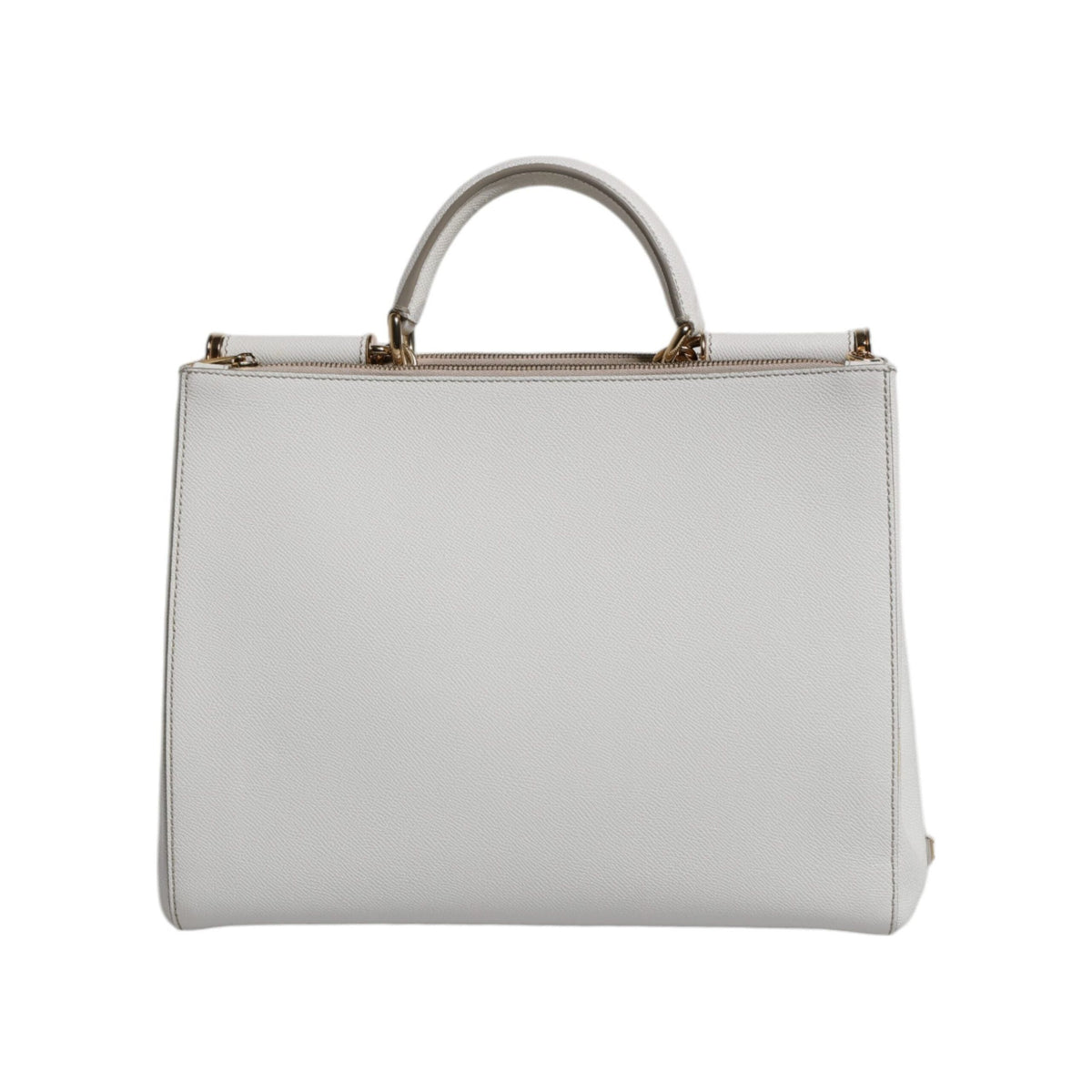 Luxour, Dolce & Gabbana White Leather Logo Top Handle Tote Crossbody Bag, 