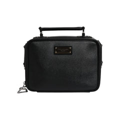 Luxour, Dolce & Gabbana Black Nylon Leather Logo Top Handle Crossbody Bag, 
