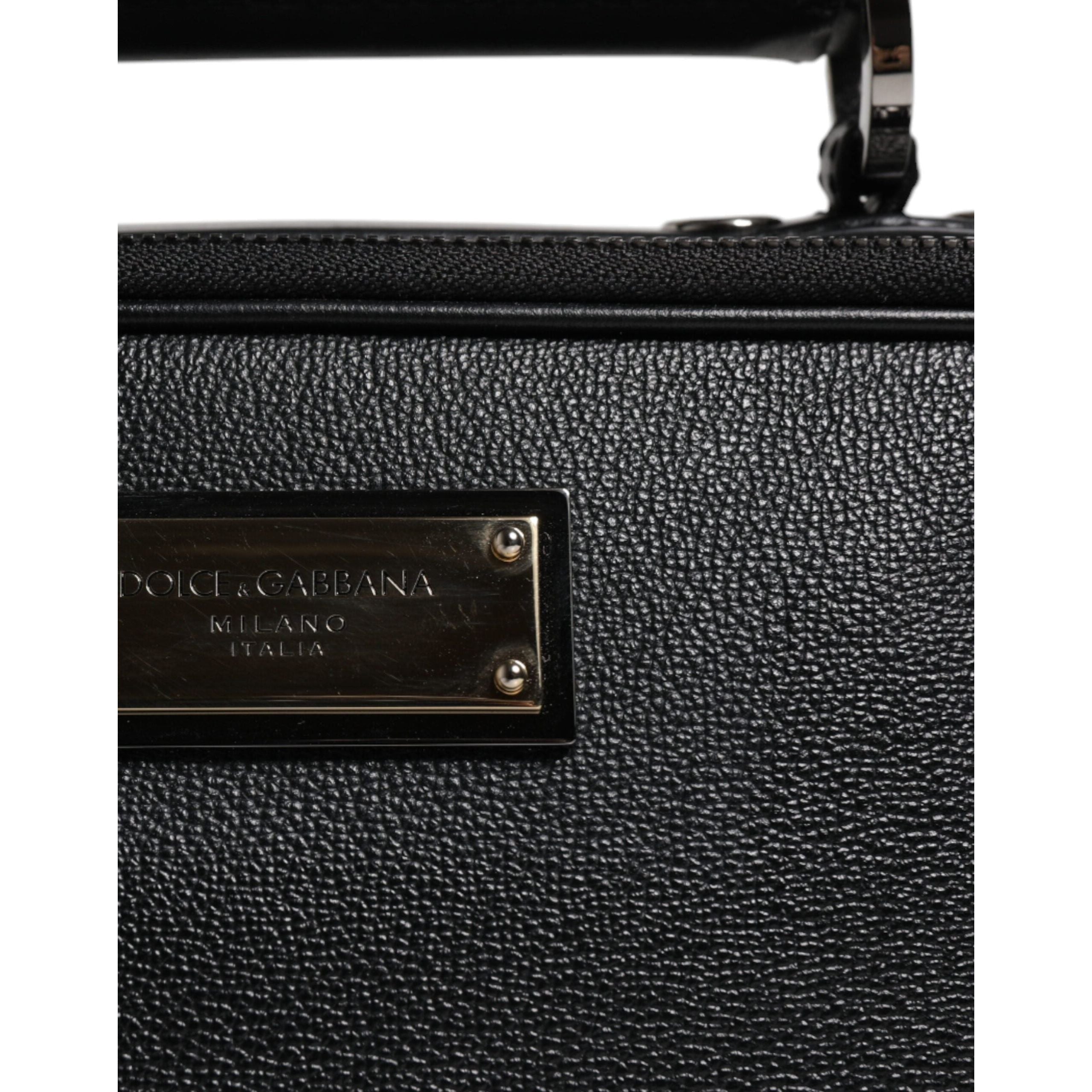 Luxour, Dolce & Gabbana Black Nylon Leather Logo Top Handle Crossbody Bag, 