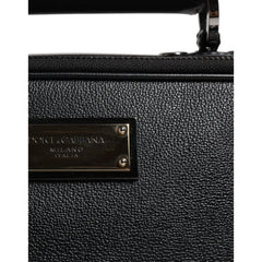 Luxour, Dolce & Gabbana Black Nylon Leather Logo Top Handle Crossbody Bag, 