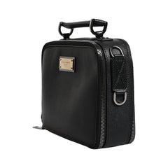 Luxour, Dolce & Gabbana Black Nylon Leather Logo Top Handle Crossbody Bag, 
