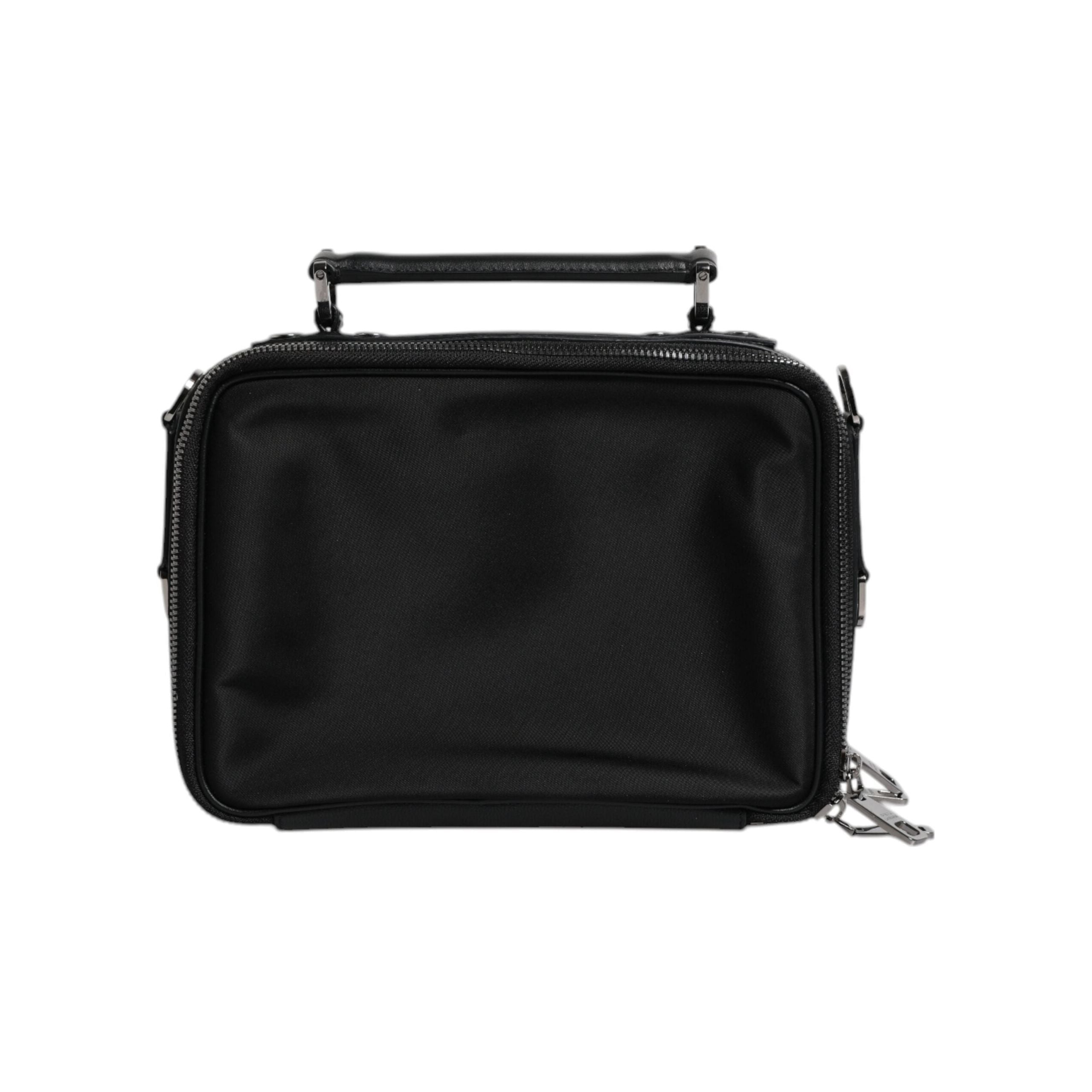 Luxour, Dolce & Gabbana Black Nylon Leather Logo Top Handle Crossbody Bag, 