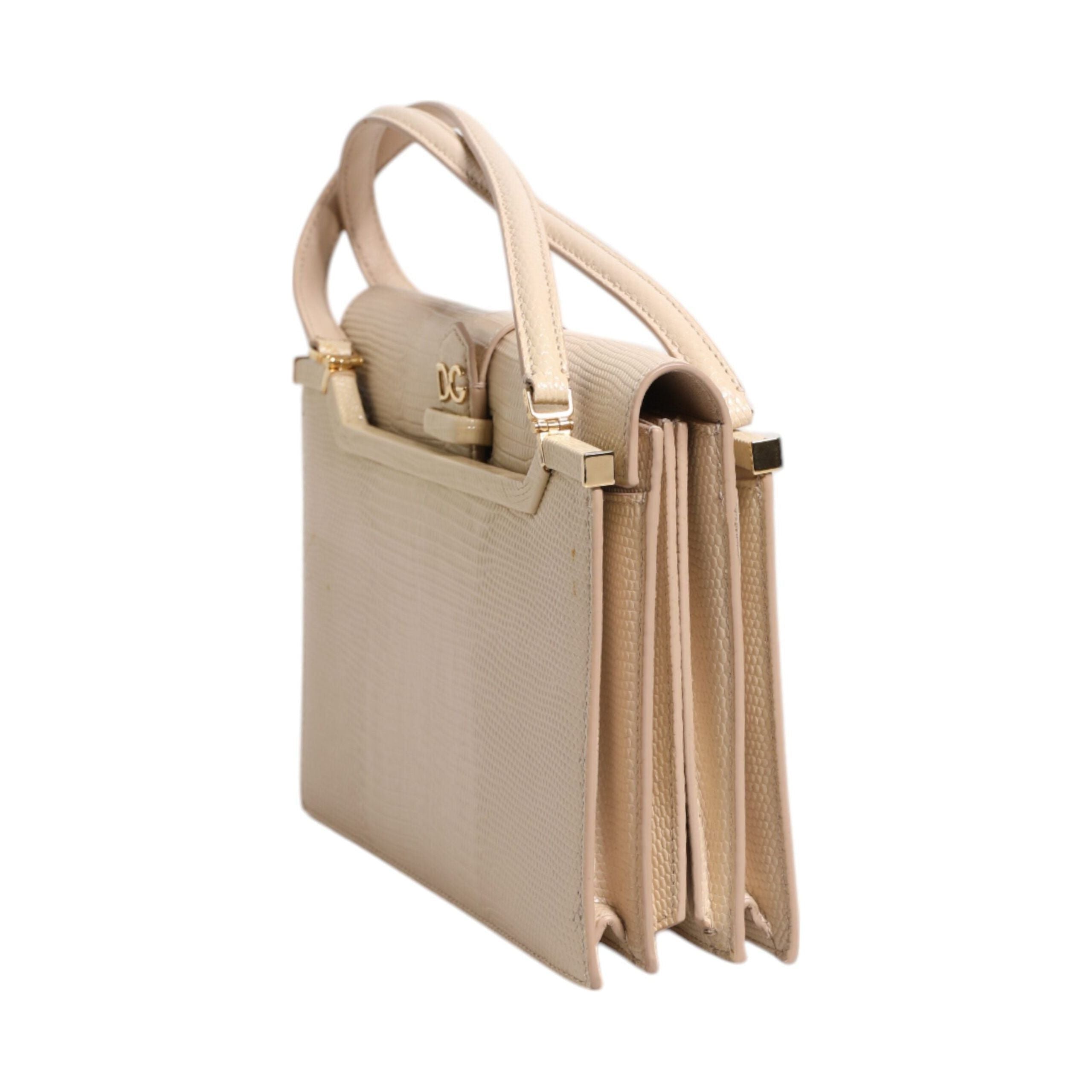 Luxour, Dolce & Gabbana Beige Leather Ingrid Top Handle Shoulder Bag, 